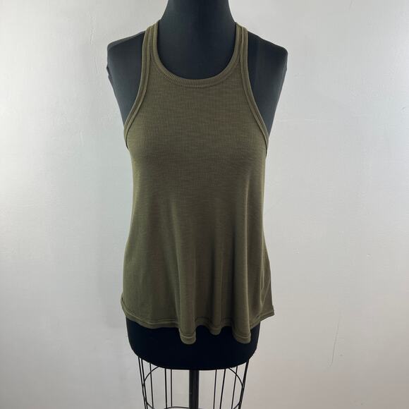 Intimately Free People Olive Green Tank Top Ribbed Knit Scoop Neck Size Small S - Picture 1 of 7